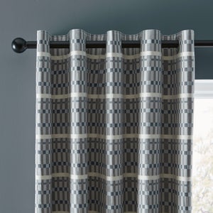 Ash Geometric Blackout Eyelet Curtains