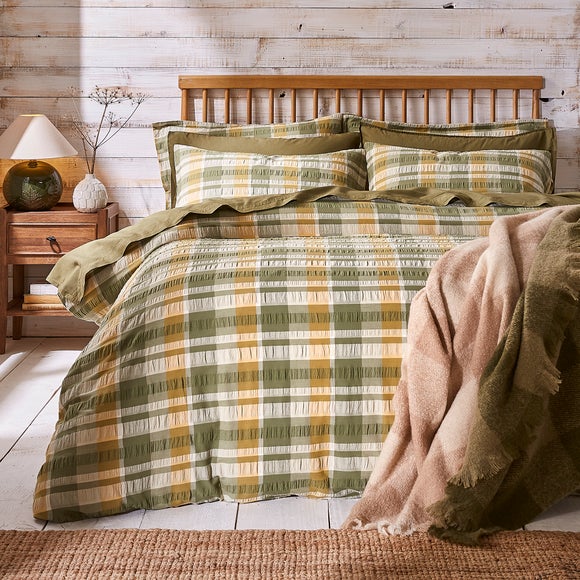 Perry Check Seersucker Duvet Cover Pillowcase Set