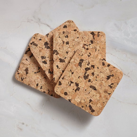 View Set Of 4 Square Cork Coasters View Set Of 4 Square Cork Coasters