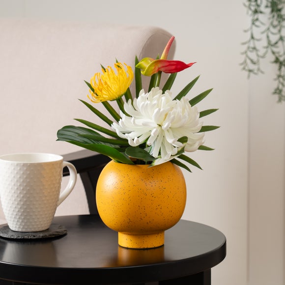 Artificial Exotic Arrangement In Ceramic Plant Pot