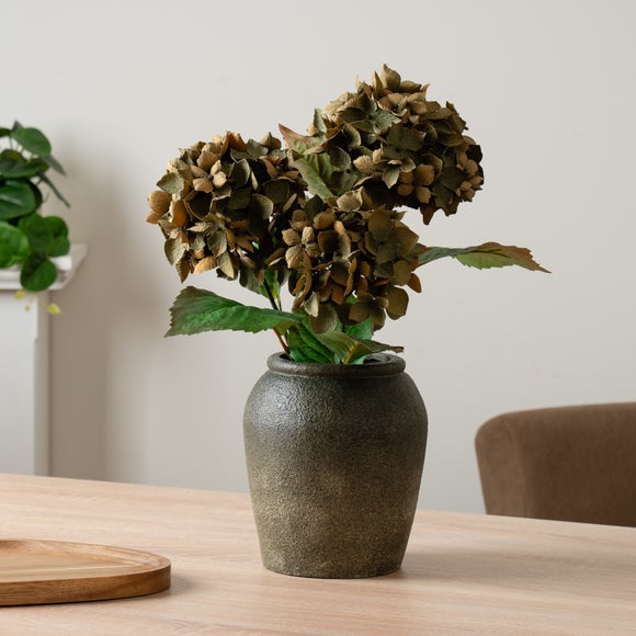 Click to view product details and reviews for Artificial Hydrangea Arrangement In Ceramic Vase.