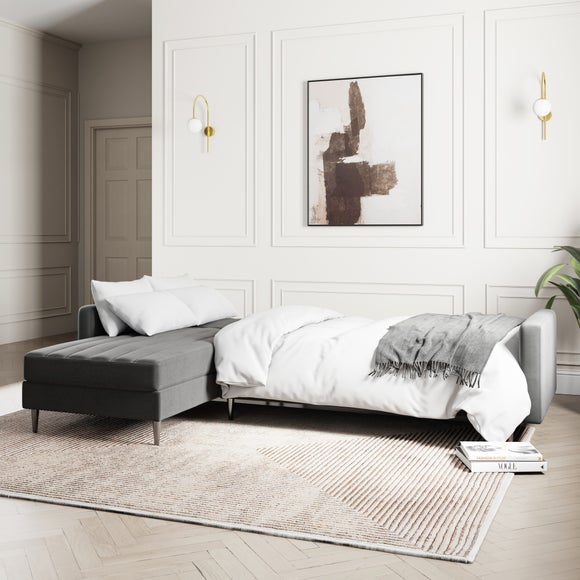 Kendall Quilted Velvet Storage Corner Sofa Bed