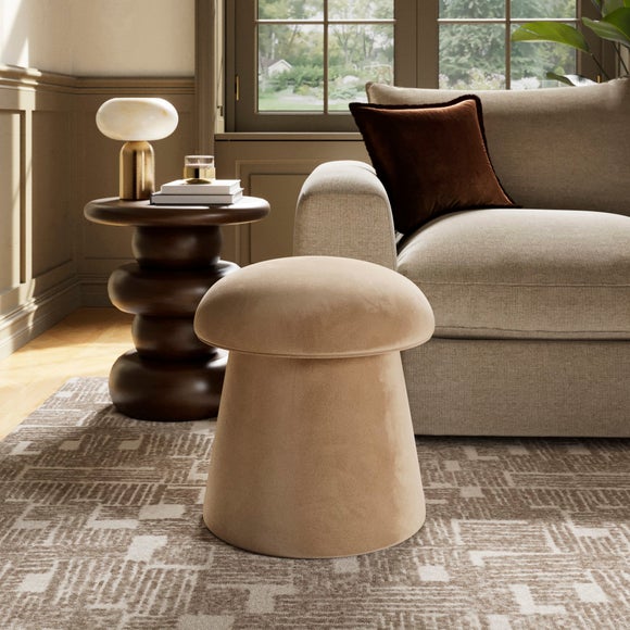 Mushroom Velvet Storage Footstool