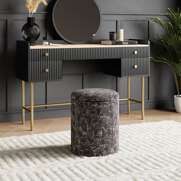 Tray Table Monochrome Swirl Storage Footstool
