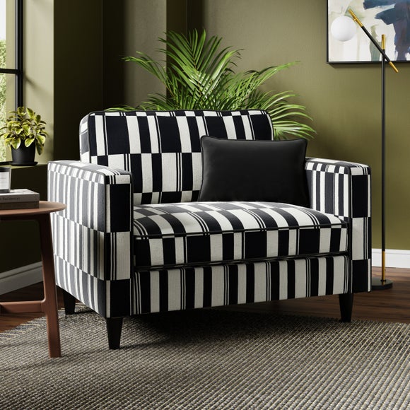 Zoe Plain Monochrome Stripe Snuggle Chair