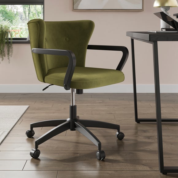 Click to view product details and reviews for Eliza Olive Velvet Office Chair.