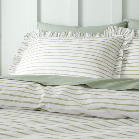 Laylah Frilled Stripe Standard Cotton Pillowcase Pair