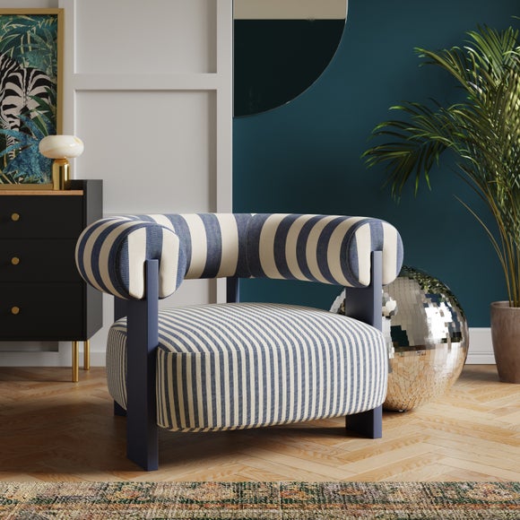 Click to view product details and reviews for Fallon Woven Stripe Bolster Accent Chair.