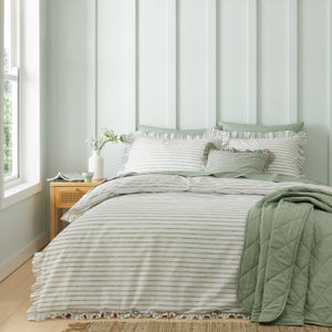 Laylah Frilled Stripe 100 Cotton Duvet Cover & Pillowcase Set