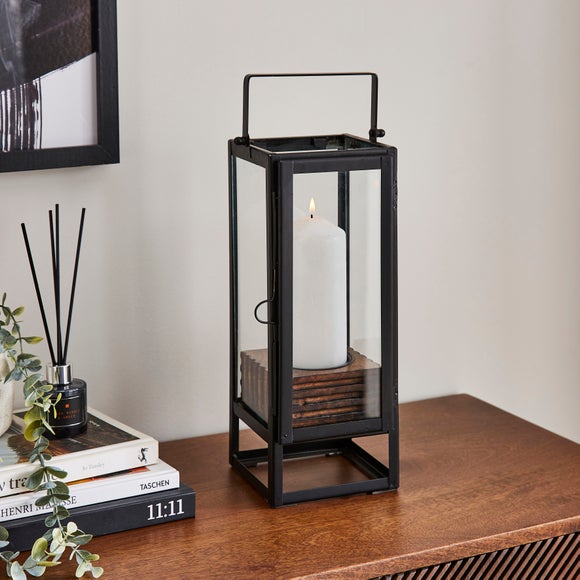 Bryant Mango Wood Glass Hurricane Lantern