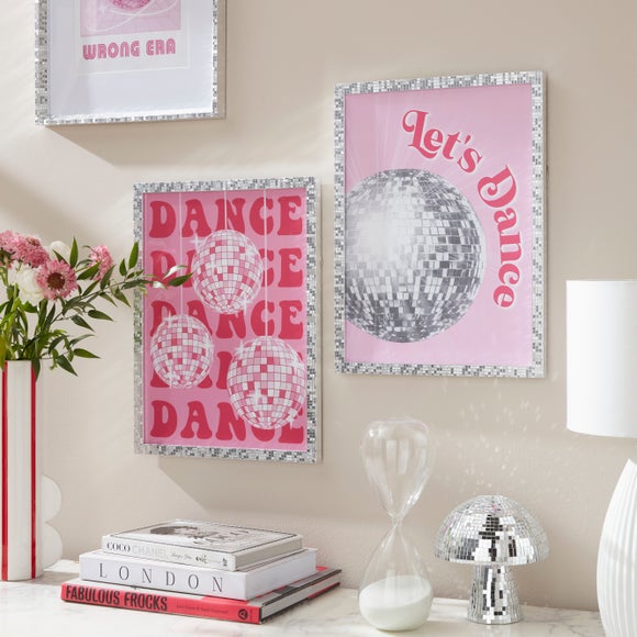 Set of 2 Disco Ball Framed Prints