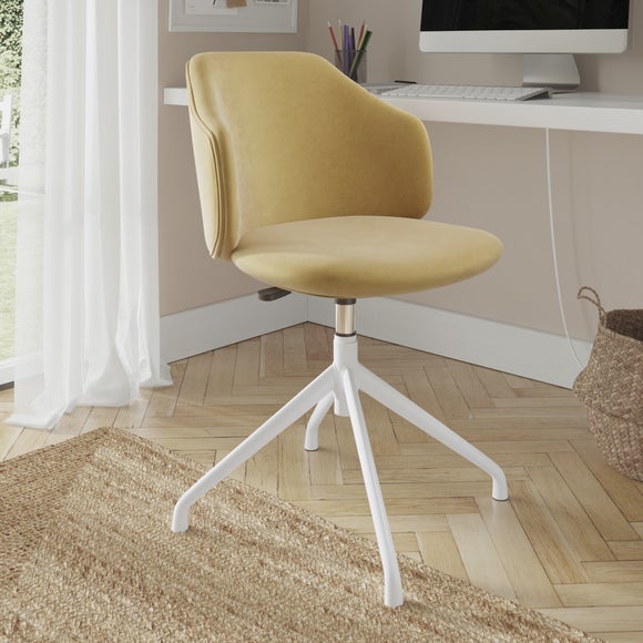 Click to view product details and reviews for Jarel Ochre Velvet Office Chair.