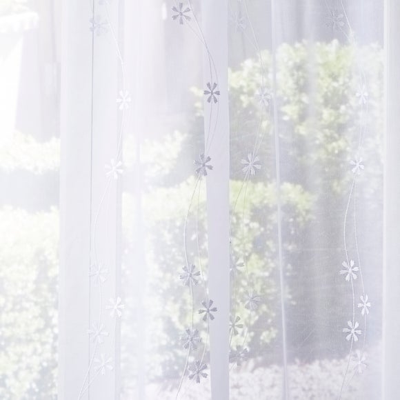 Daisy Voile Made to Measure Fabric Sample White