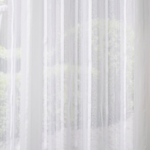 Chevron Voile Made to Measure Fabric Sample White