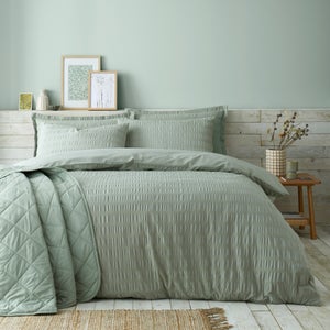 Aria Seersucker 100 Cotton Duvet Cover & Pillowcase Set