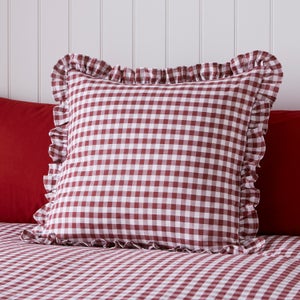 Portloe Frilled Cotton Square Cushion Cover