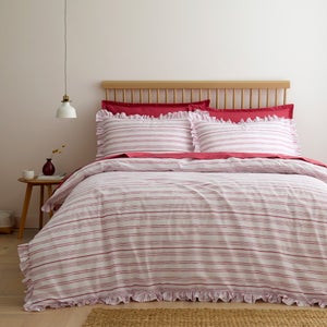 Ashley Frilled Stripe 100 Cotton Duvet Cover & Pillowcase Set