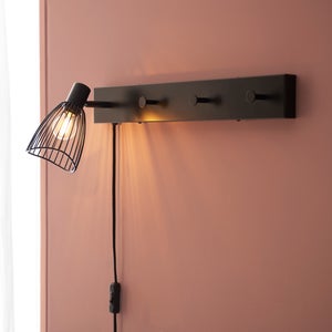 Jaula Industrial Plug In Wall Light & Clothes Hanger