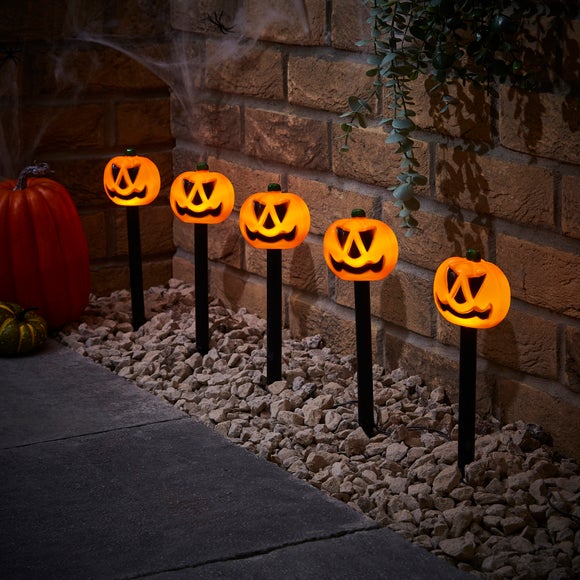 Set of 5 Pumpkin Stake Lights