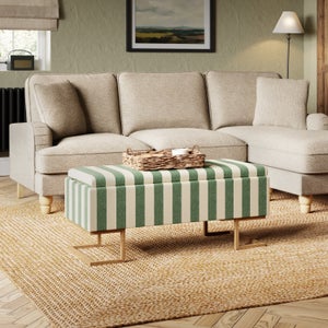 Holland Tray Table Ottoman- Woven Stripe Olive