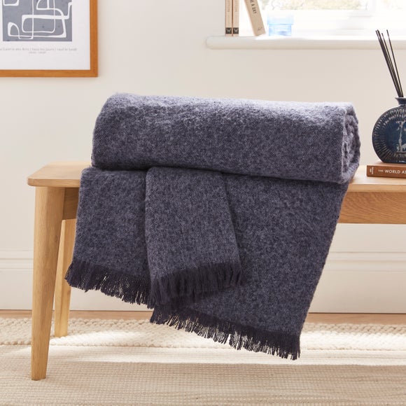 Ridley Marl Faux Mohair Throw Blanket 235cm X 235cm