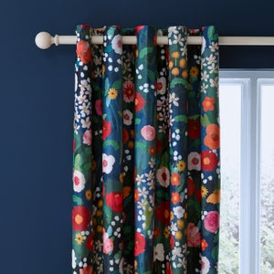 Midnight Garden Blackout Eyelet Curtains