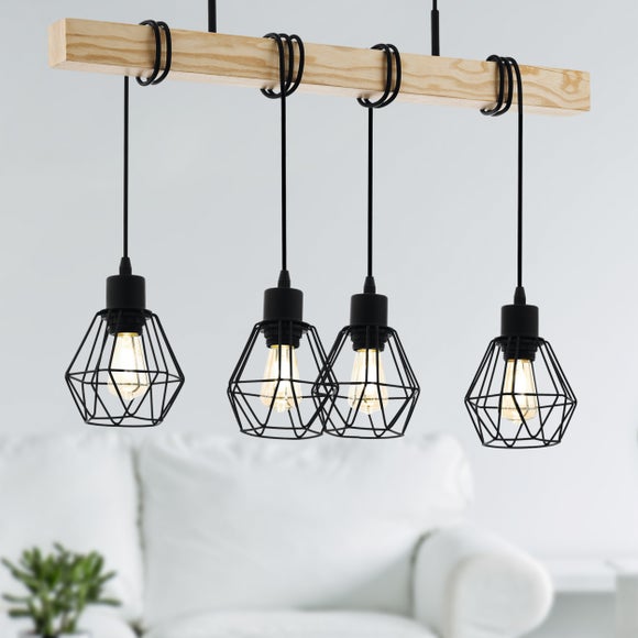 Eglo Townshend Industrial 4 Light Adjustable Diner Ceiling Light