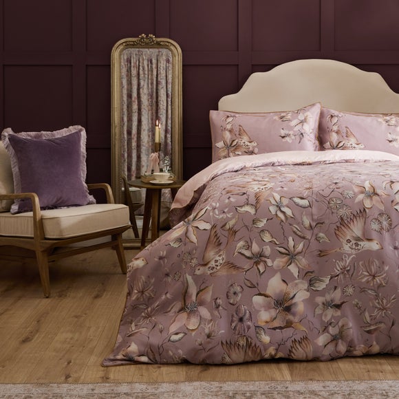 Floella Viola 100% Cotton Duvet Cover and Pillowcase Set