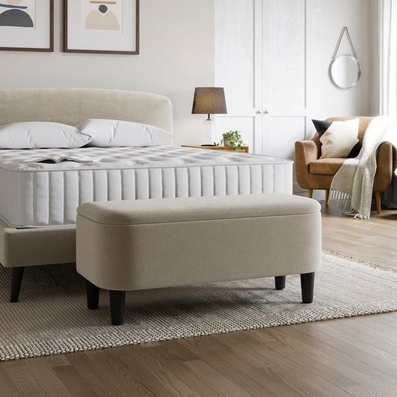 Return Modern Curves Woven End Of Bed Storage Ottoman