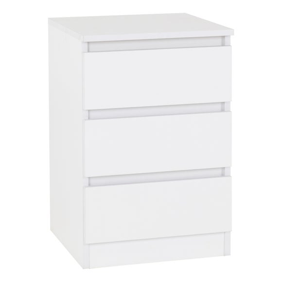Return Walker 3 Drawer Bedside Table White