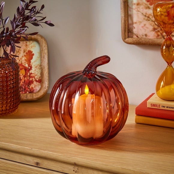 Pumpkin Orange Glass Lantern