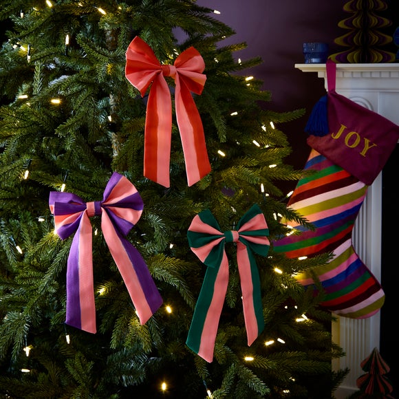 Click to view product details and reviews for Sophie Robinson Set Of 3 Candy Stripe Bow Decorations.