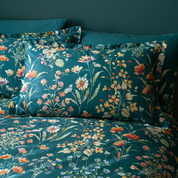 Watercoloured Floral Velour Oxford Pillowcase