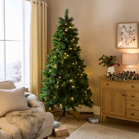 7ft Pre-Lit Western Pine Christmas Tree