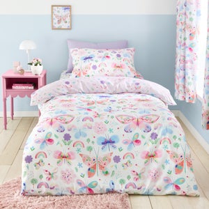 Painted Butterfly Duvet Cover And Pillowcase Set