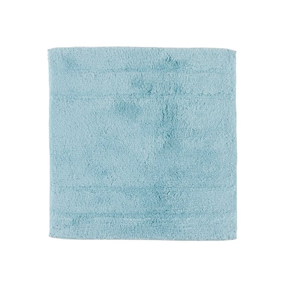 Luxury Cotton Textured Stripe Shower Mat Duck Egg (Blue)