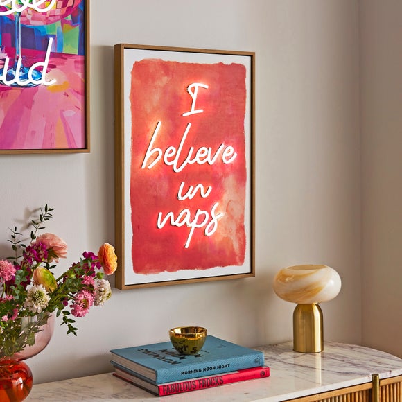 I Believe In Naps Light Up Neon Framed Print