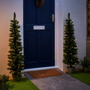 Set Of 2 4ft Pre-lit Potted Porch Christmas Trees