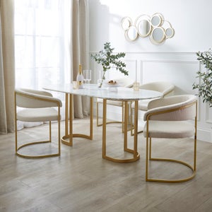 Sascha 6 Seater Oval Dining Table- Marble