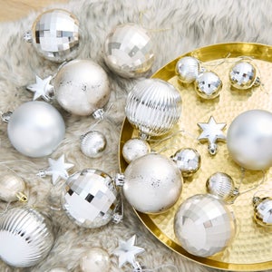Set Of 30 Celestial Silver Shatterproof Baubles
