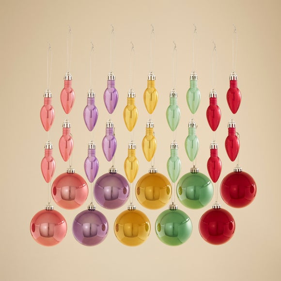 Pack of 30 Shatterproof Kitschmas Pastel Baubles