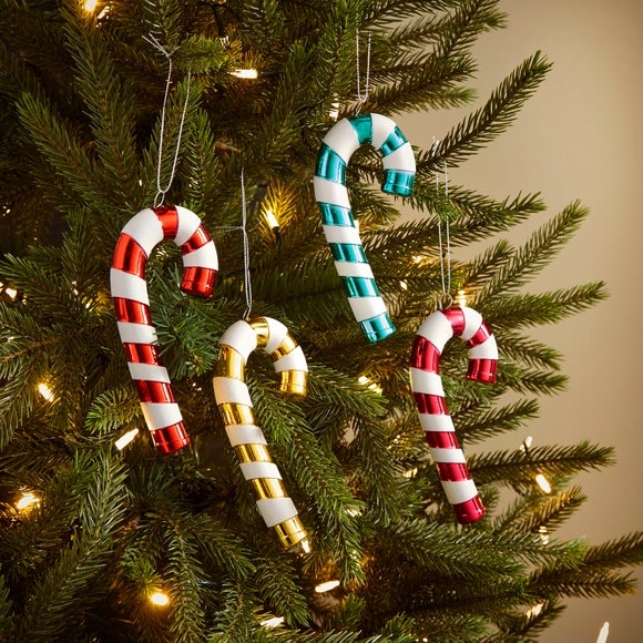 Pack of 4 Candy Canes Hanging Decorations