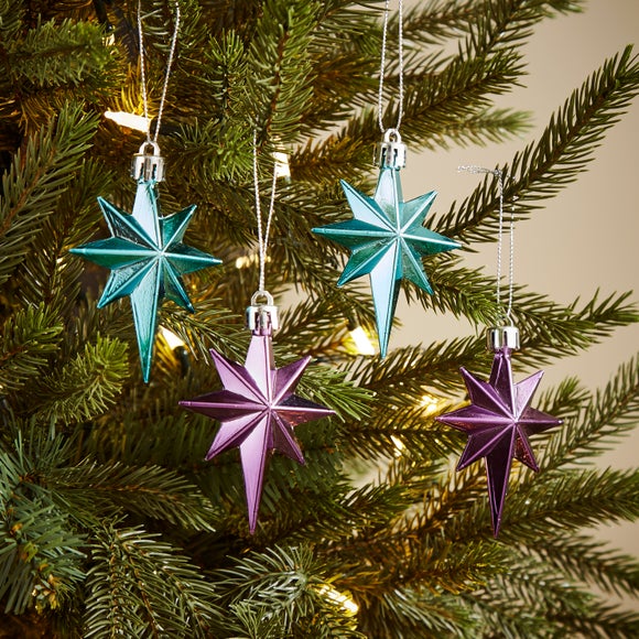 Click to view product details and reviews for Pack Of 4 Purple Blue Star Decorations. Click to view product details and reviews for Pack Of 4 Purple Blue Star Decorations.