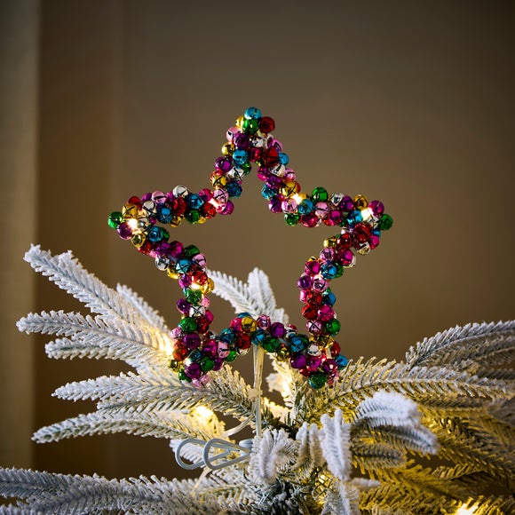 Multicoloured Light Up Bell Star Tree Topper