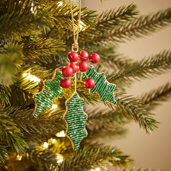 Click to view product details and reviews for Beaded Holly Hanging Decoration.