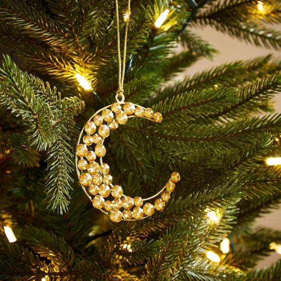 Click to view product details and reviews for Beaded Gold Moon Hanging Decoration.