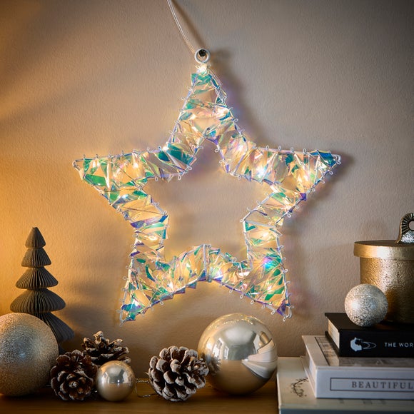Click to view product details and reviews for Iridescent Light Up Star Hanging Decoration.