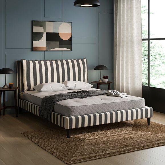 Skylar Woven Stripe Pillow Back Bed Frame