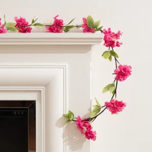 Set Of 2 Artificial Fuchsia Pink Blossom Garlands