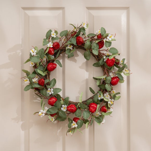 Click to view product details and reviews for Artificial Strawberry Wreath.